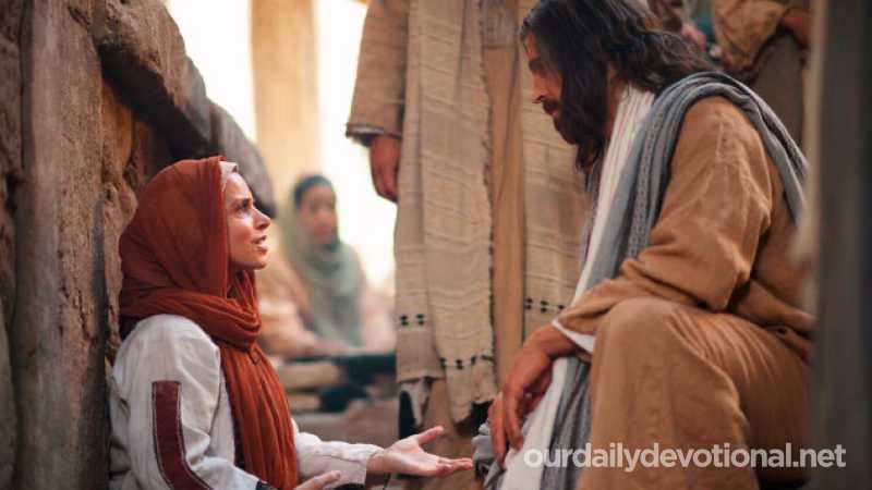 Jesus talks to a woman
